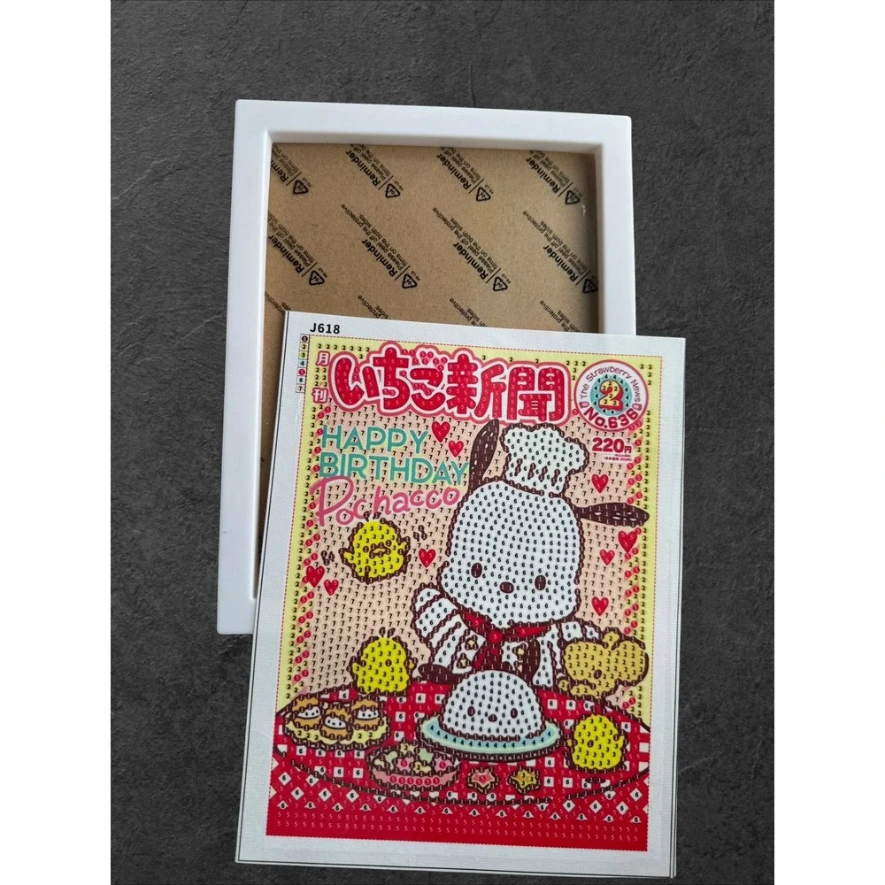 Sanrio Pochacco Happy Birthday Diamond Painting Kit Strawberry News Frame